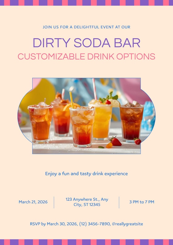 Dirty Soda Bar Canva Template, Save the Date, Wedding Invite, Reception Templates