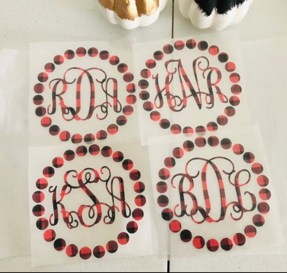 Custom Monogram Iron On - Red Vinyl for Shirts and Gifts