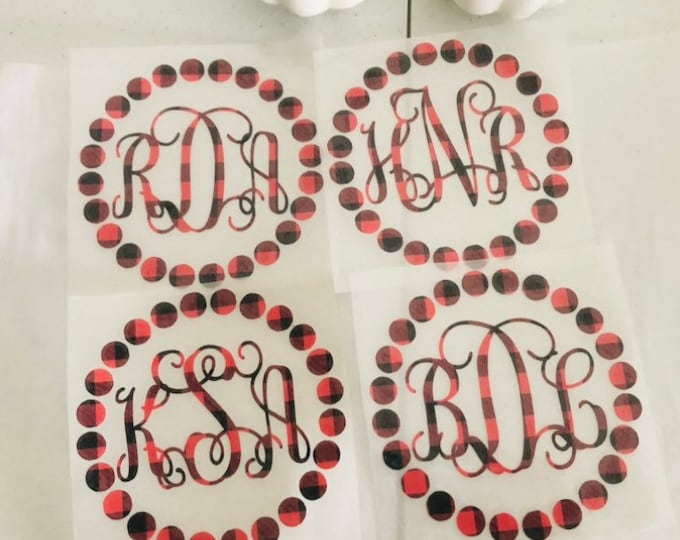 Custom Monogram Iron On - Red Vinyl for Shirts and Gifts