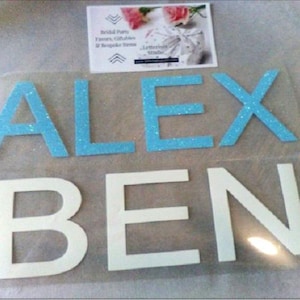 Name Decal for Marathon Shirts: Glitter Iron On Letters (Custom Fit)