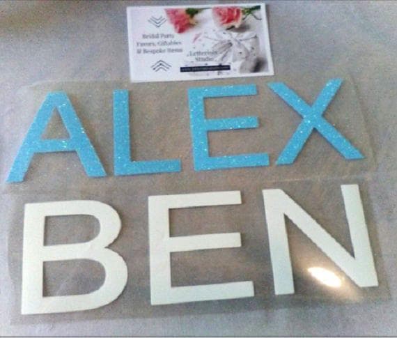 Name Decal for Marathon Shirts: Glitter Iron On Letters (Custom Fit)