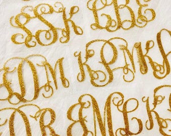 Glitter Monogram Iron-On Decals: Custom Shirt Letters