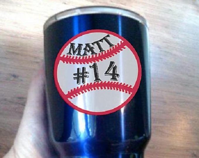 Baseball Decal: Custom Name and Number Stickers (Vinyl, Multiple Colors)
