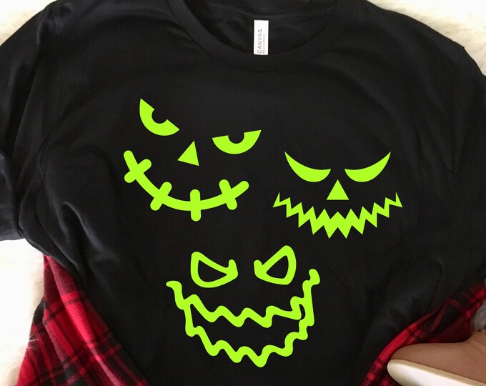 Glow in Dark Skeleton Shirt, Scary faces Halloween Costume