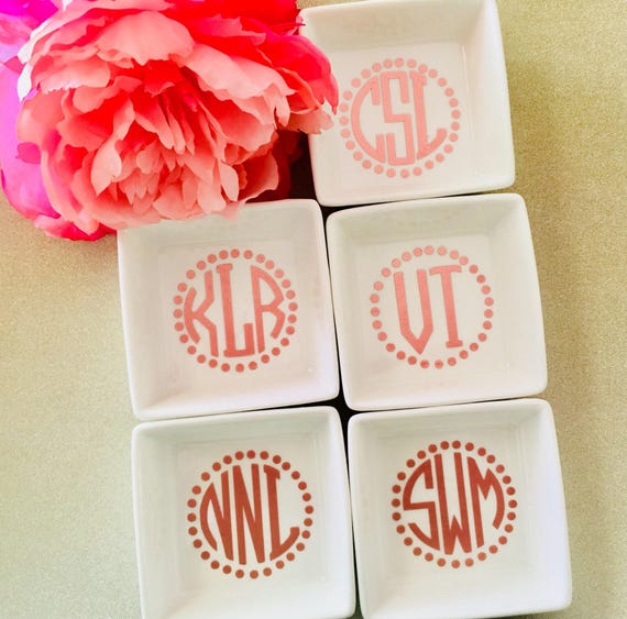 Monogram Ring Dish, Bridesmaid Gift, Personalized Ceramic Jewelry Holder