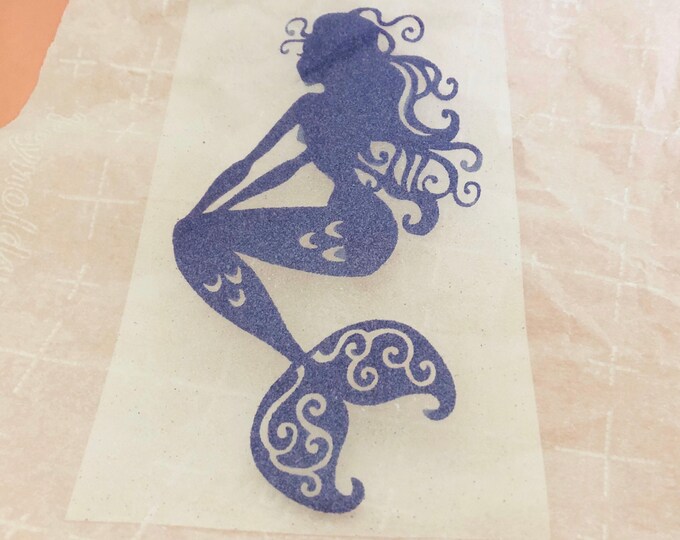 Glitter Mermaid Iron-On, Rose Gold Sparkle (DIY Shirt Applique)