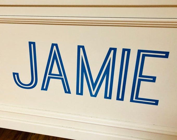 Custom Name Vinyl Decal: Nursery, Toy Box, Locker Labels