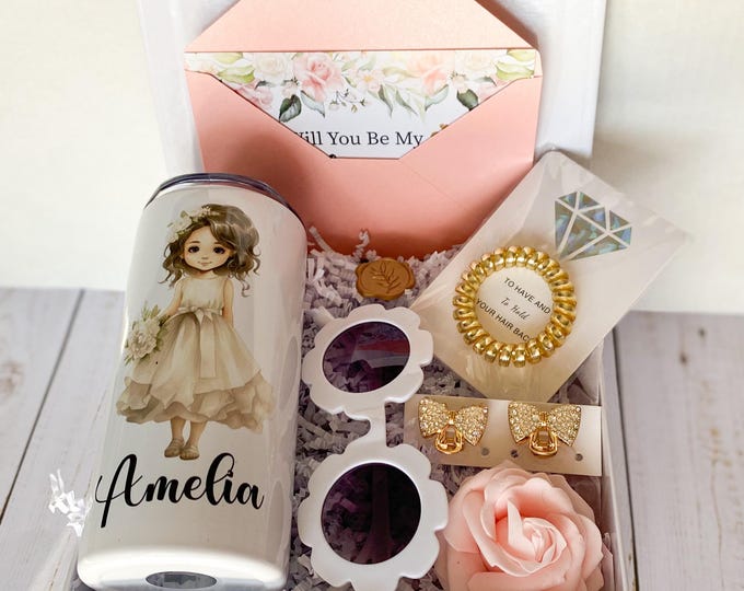 Flower Girl Proposal Gift Box: Personalized Tumbler, Bridal Party Box