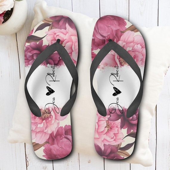 Custom Personalized Bridesmaid Flip Flop Sets, Wedding party favors, Custom Printed