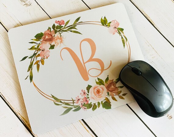 Mouse pad personalized, Monogram office supplies, gift for co worker