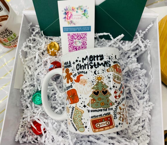 Christmas Mug, Holiday Movie Cocoa Sipping, Gift Box Included