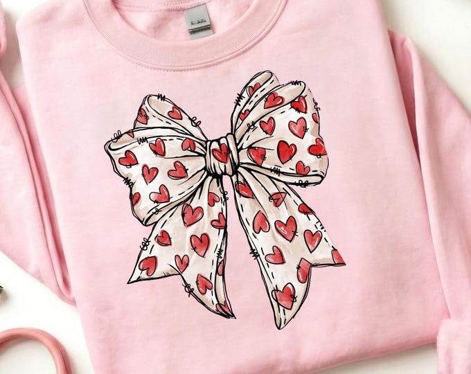 Coquette Valentine's Day Sweatshirt, Heart Bow Shirt
