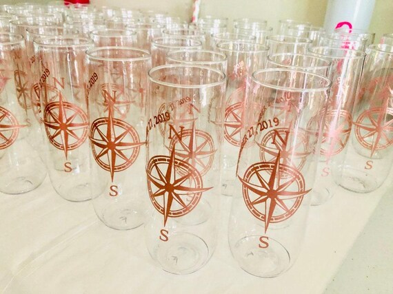 Company Party Gifts, Plastic Stemless Champagne Flutes