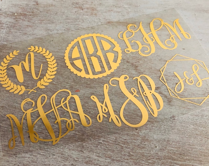 Gold Foil Monogram: Iron-On Shirt Decal (Custom Size Options)