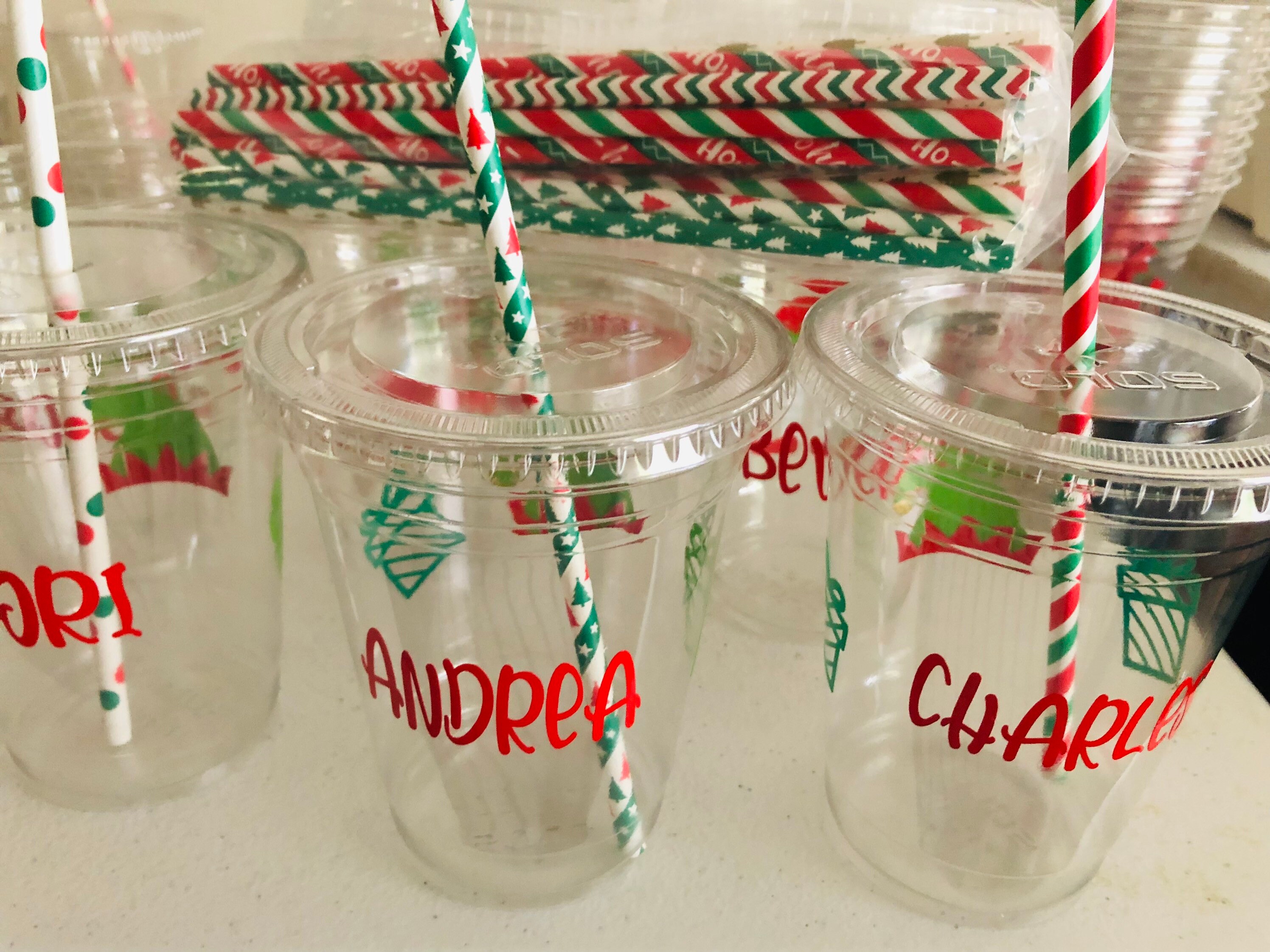 Elf Cups, Set of Party Cups With Straws, Welcome Party, Recyclable Plastic  Cup, Holiday Sale 