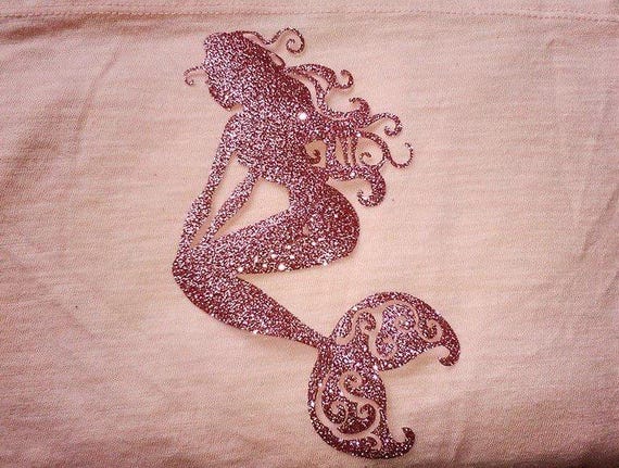 Glitter Mermaid Iron On Decal - DIY Shirt or Tote Decoration