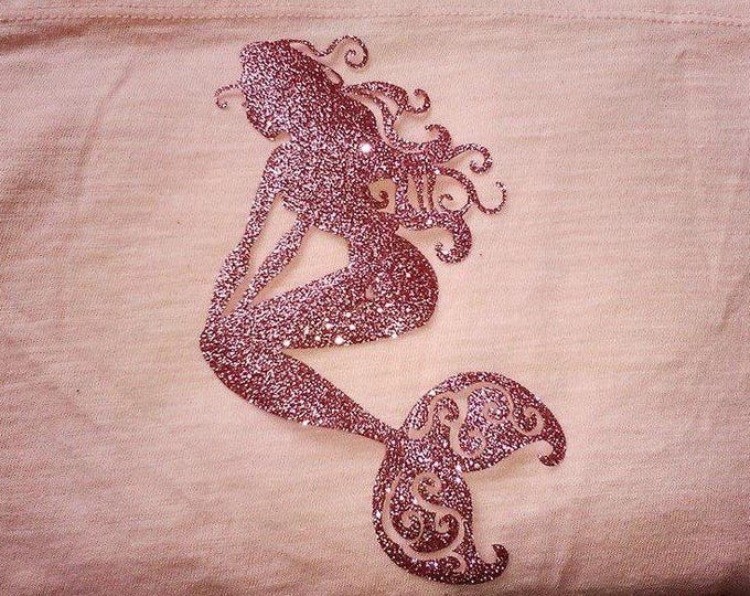 Glitter Mermaid Iron On Decal - DIY Shirt or Tote Decoration