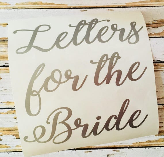 Wedding Card Box Decal: Custom Bride Letters in Gold or Vinyl