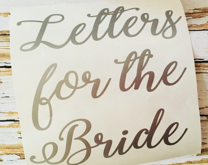 Wedding Card Box Decal: Custom Bride Letters in Gold or Vinyl