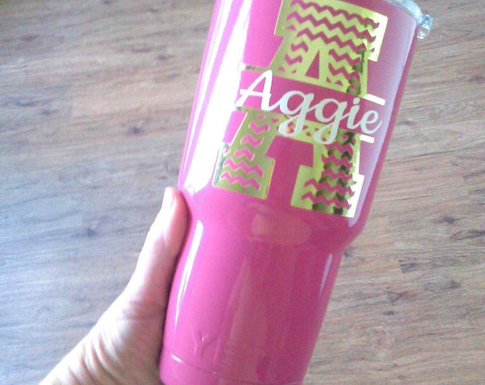 Cup Decal: Custom Monogram Vinyl - Fits 20oz & 30oz Tumblers