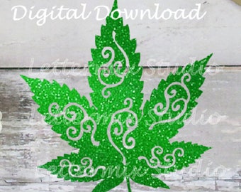 Marijuana Leaf Swirl SVG, Cannabis Cutting File (Digital Download)