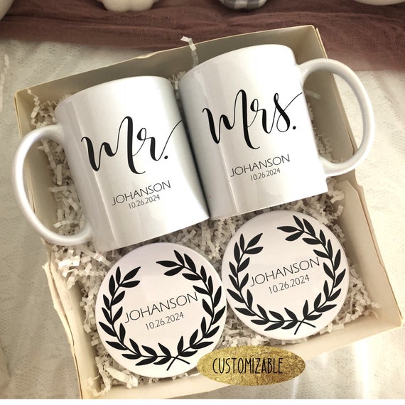 Personalized Mr. and Mrs. Mug & Coaster Wedding Gift Set
