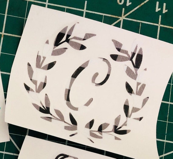 Buffalo Plaid Monogram Decal: Personalized Vinyl Sticker for Smooth Surfaces