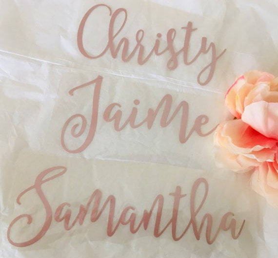 Bridal Party Iron On Decal: Rose Gold Name or Title - Personalized