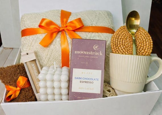 Teacher Gift - Self Care Gift Box – Cozy Blanket Gift Basket - Best Friend Gift