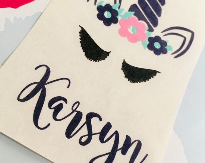 Unicorn Crown Vinyl Decal, Personalized Name (Custom Colors & Sizes)