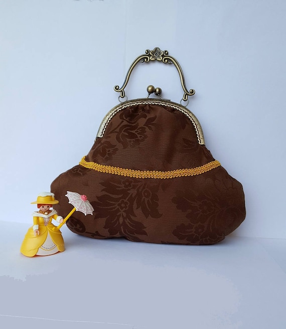 Bolso Fiesta retro Bolso marrón Bolso con asa Bolso tela Bolso | Etsy España