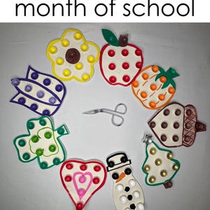 Shaped Mats WITH Beads  - Fine Motor Bead Transfer-  All Monthly Symbols - Home School -  Montessori