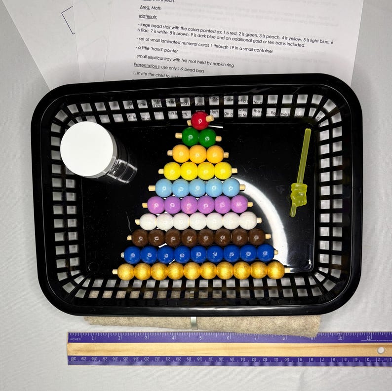 Large Bead Stair - Montessori - Math - Number and Numerals 1-19 - Etsy