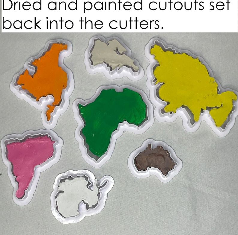 World Map Montessori Play Dough Cutters - Continents of the World - Etsy