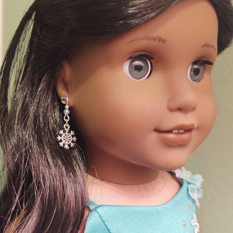 Snowflake Earrings for American Girl Doll snow earring 18 Etsy