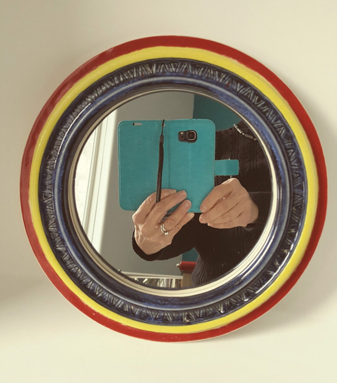 Pottery Mirror Frame Round Mirror With Frame Pottery Frame Etsy