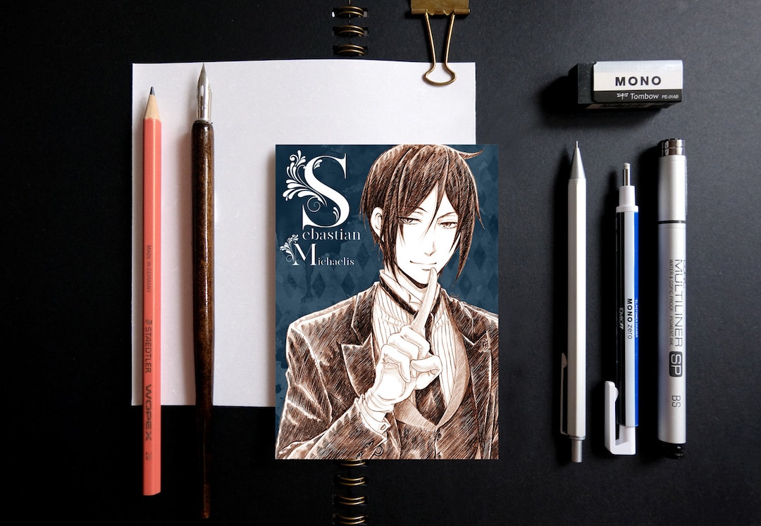 Black Butler Sketch Anime Postcard V2 - Sebastian Michaelis - Etsy, image size:1080x747