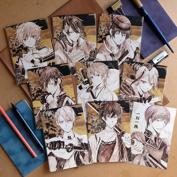 Touken Ranbu Mikazuki / Tsurumaru / Ookurikara / Ishikirimaru / Monoyoshi / Masamune / Yamanbagiri / Hizen / Hitofuri Sketch Postcard