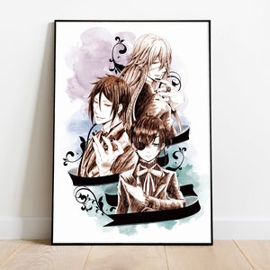 Black Butler Manga - Sebastian and Ciel vs Grell Art Wall Poster