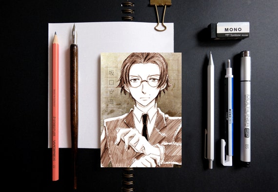 Bungo Stray Dogs The Dark Age Sketch Anime Postcard Ango Etsy