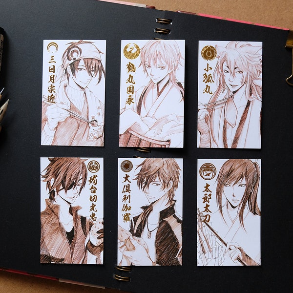 Touken Ranbu Sketch Bookmark Card - Mikazuki Munechika / Tsurumaru / Kogitsunemaru / Shokudaikiri Mitsutada / Ookurikara / Taroutachi