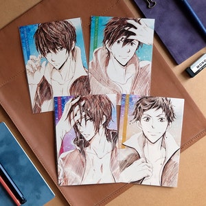 Haruka Nanase / Rin Matsuoka / Makoto Tachibana / Asahi Shiina Free! Sketch Anime Postcard