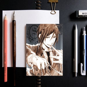 Cartão postal de anime Black Butler Sketch - Sebastian Michaelis