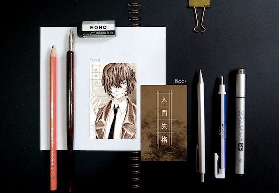 Bungo Stray Dogs Sketch Anime Bookmark Card Osamu Dazai Etsy
