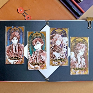 Marcapáginas de Black Butler, Kuroshitsuji, Sebastian, Ciel, Undertaker, Grell, Tarot, estilo de impresión de aluminio