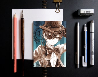 Kuroshitsuji Black Butler Sketch Anime Postcard - Ciel Phantomhive