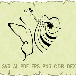Guitar vector , Guitar svg , Guitar clipart , guitar silhouette , SVG files for Cricut , glowforge , CDR , Pdf , Ai , Png , Eps , Svg , Dxf