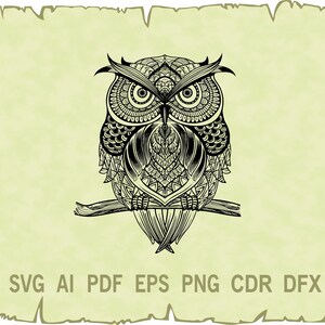 Owl vector , Owl svg , Owl clipart , Owl tattoo , Owl decor , SVG files for Cricut, glowforge , CDR , Pdf , Ai , Png , Eps , Svg , Dxf