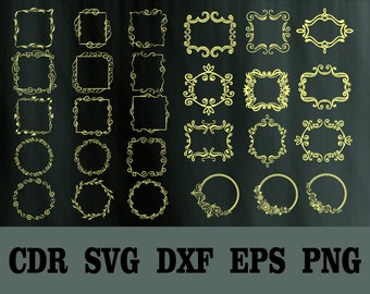 Decorative Frame SVG,Wreath SVG Bundle,Flower Wreath SVG,Cut Files For Silhouette,Files for Cricut,Vector, Dxf, Png,Silhouette Cut Files,сnc