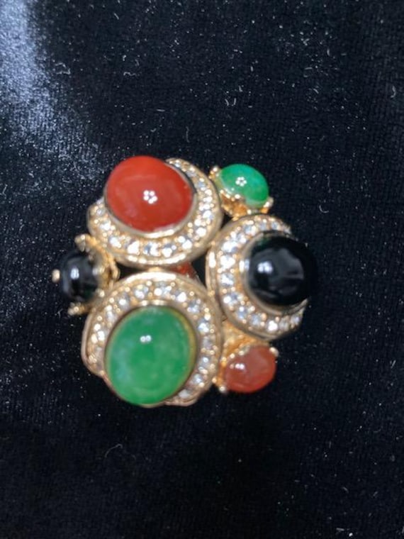 Vintage Ciner Moghul Cabochon Scarf Ring